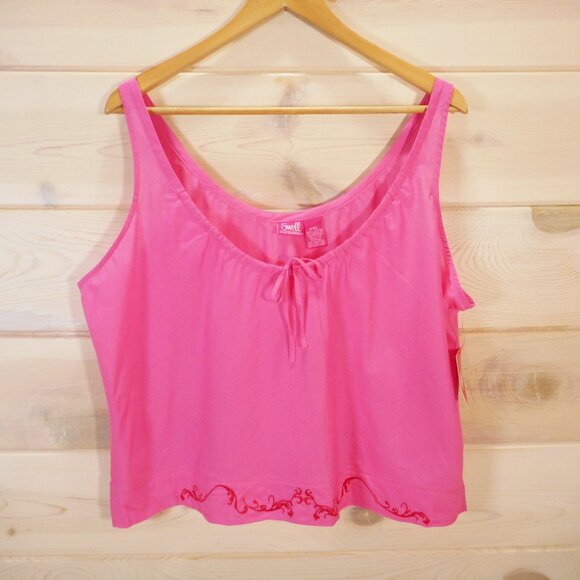 NWT Swell By Cynthia Rowley XXL Pink Babydoll Tank Top Embroidered Y2K Vintage - Picture 2 of 11